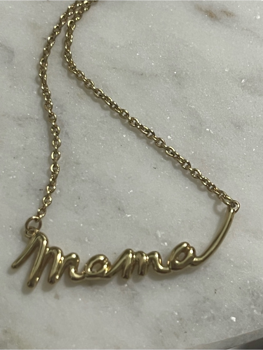 Stella & Dot Gold Mama Script Necklace, adjustable 16-19”